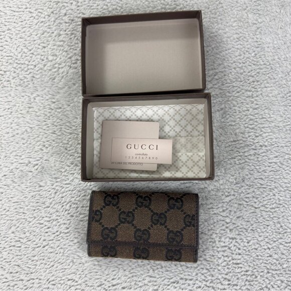 Gucci GG Canvas Brown 6 Ring Key Case with Box - Picture 1 of 12